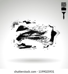 Black brush stroke and texture. Grunge vector abstract hand - painted element. Underline and border design.