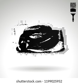Black brush stroke and texture. Grunge vector abstract hand - painted element. Underline and border design.