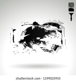 Black brush stroke and texture. Grunge vector abstract hand - painted element. Underline and border design.