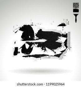 Black brush stroke and texture. Grunge vector abstract hand - painted element. Underline and border design.