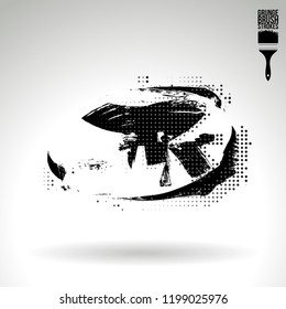 Black brush stroke and texture. Grunge vector abstract hand - painted element. Underline and border design.