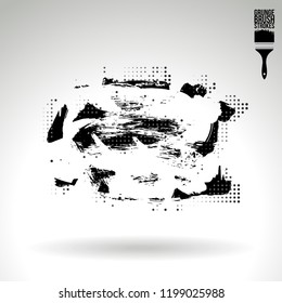 Black brush stroke and texture. Grunge vector abstract hand - painted element. Underline and border design.