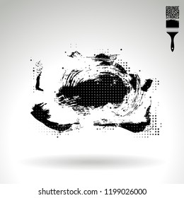 Black brush stroke and texture. Grunge vector abstract hand - painted element. Underline and border design.