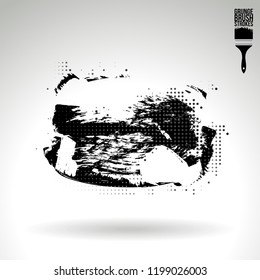 Black brush stroke and texture. Grunge vector abstract hand - painted element. Underline and border design.