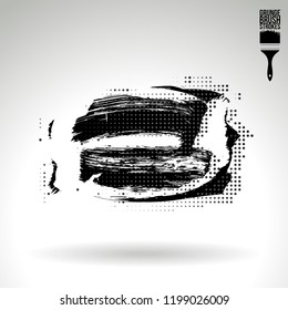 Black brush stroke and texture. Grunge vector abstract hand - painted element. Underline and border design.
