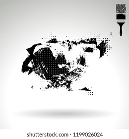Black brush stroke and texture. Grunge vector abstract hand - painted element. Underline and border design.