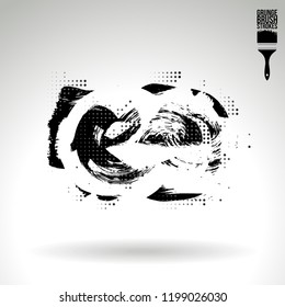 Black brush stroke and texture. Grunge vector abstract hand - painted element. Underline and border design.