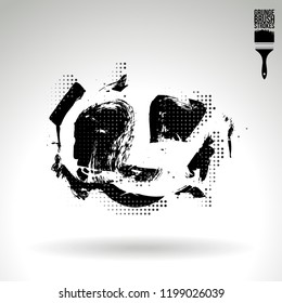 Black brush stroke and texture. Grunge vector abstract hand - painted element. Underline and border design.