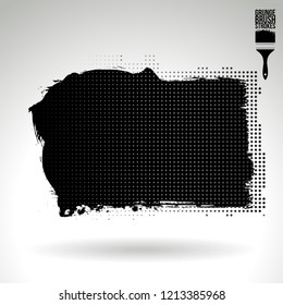 Black brush stroke and texture. Grunge vector abstract hand - painted element. Underline and border design.
