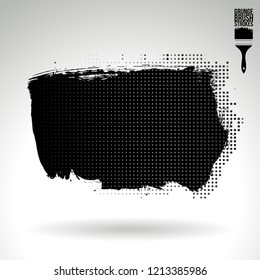 Black brush stroke and texture. Grunge vector abstract hand - painted element. Underline and border design.