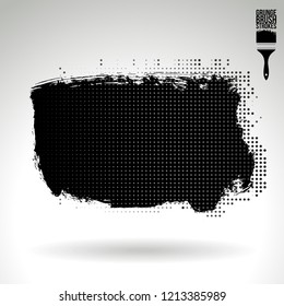 Black brush stroke and texture. Grunge vector abstract hand - painted element. Underline and border design.