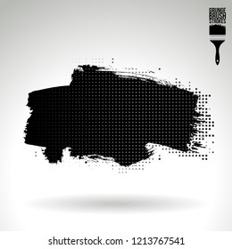Black brush stroke and texture. Grunge vector abstract hand - painted element. Underline and border design.