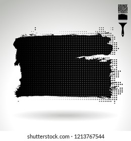 Black brush stroke and texture. Grunge vector abstract hand - painted element. Underline and border design.