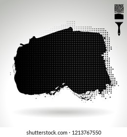 Black brush stroke and texture. Grunge vector abstract hand - painted element. Underline and border design.
