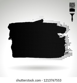Black brush stroke and texture. Grunge vector abstract hand - painted element. Underline and border design.
