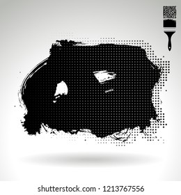 Black brush stroke and texture. Grunge vector abstract hand - painted element. Underline and border design.