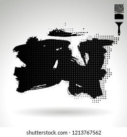 Black brush stroke and texture. Grunge vector abstract hand - painted element. Underline and border design.