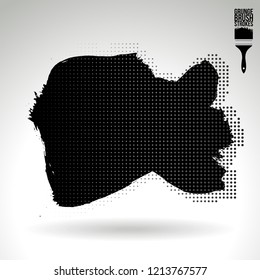 Black brush stroke and texture. Grunge vector abstract hand - painted element. Underline and border design.