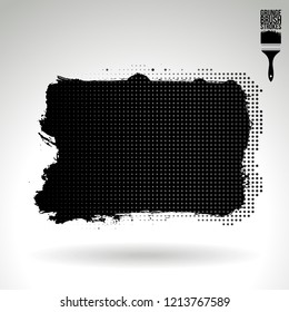 Black brush stroke and texture. Grunge vector abstract hand - painted element. Underline and border design.