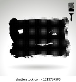 Black brush stroke and texture. Grunge vector abstract hand - painted element. Underline and border design.