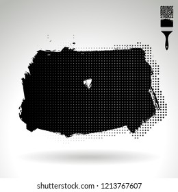 Black brush stroke and texture. Grunge vector abstract hand - painted element. Underline and border design.