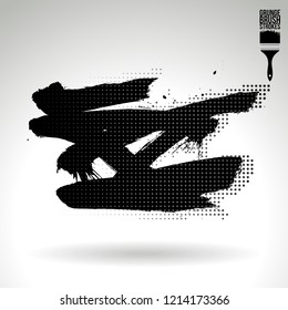 Black brush stroke and texture. Grunge vector abstract hand - painted element. Underline and border design.