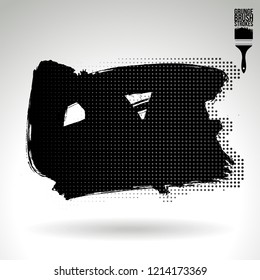Black brush stroke and texture. Grunge vector abstract hand - painted element. Underline and border design.