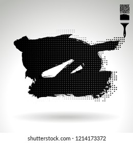 Black brush stroke and texture. Grunge vector abstract hand - painted element. Underline and border design.