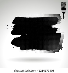 Black brush stroke and texture. Grunge vector abstract hand - painted element. Underline and border design.
