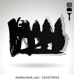 Black brush stroke and texture. Grunge vector abstract hand - painted element. Underline and border design.