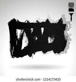 Black brush stroke and texture. Grunge vector abstract hand - painted element. Underline and border design.