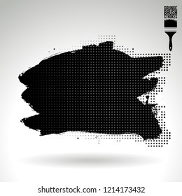 Black brush stroke and texture. Grunge vector abstract hand - painted element. Underline and border design.