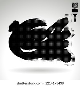 Black brush stroke and texture. Grunge vector abstract hand - painted element. Underline and border design.