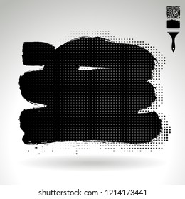 Black brush stroke and texture. Grunge vector abstract hand - painted element. Underline and border design.
