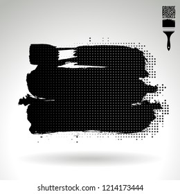 Black brush stroke and texture. Grunge vector abstract hand - painted element. Underline and border design.