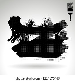 Black brush stroke and texture. Grunge vector abstract hand - painted element. Underline and border design.