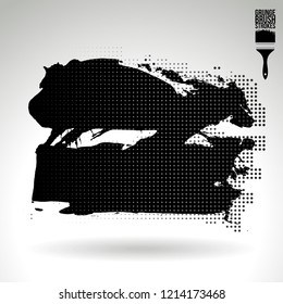 Black brush stroke and texture. Grunge vector abstract hand - painted element. Underline and border design.