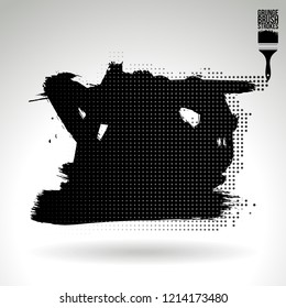 Black brush stroke and texture. Grunge vector abstract hand - painted element. Underline and border design.