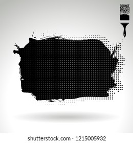Black brush stroke and texture. Grunge vector abstract hand - painted element. Underline and border design.
