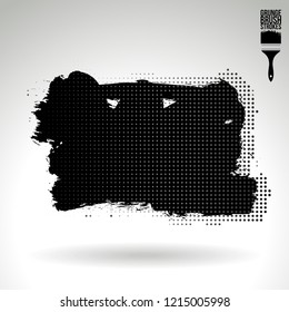 Black brush stroke and texture. Grunge vector abstract hand - painted element. Underline and border design.