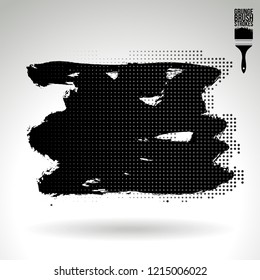 Black brush stroke and texture. Grunge vector abstract hand - painted element. Underline and border design.