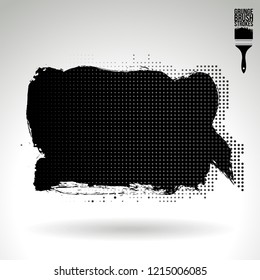 Black brush stroke and texture. Grunge vector abstract hand - painted element. Underline and border design.