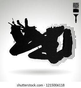Black brush stroke and texture. Grunge vector abstract hand - painted element. Underline and border design.