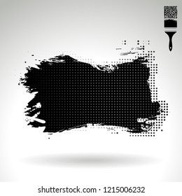 Black brush stroke and texture. Grunge vector abstract hand - painted element. Underline and border design.