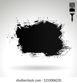 Black brush stroke and texture. Grunge vector abstract hand - painted element. Underline and border design.