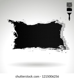 Black brush stroke and texture. Grunge vector abstract hand - painted element. Underline and border design.