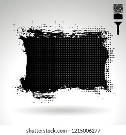 Black brush stroke and texture. Grunge vector abstract hand - painted element. Underline and border design.