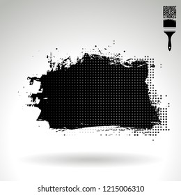 Black brush stroke and texture. Grunge vector abstract hand - painted element. Underline and border design.