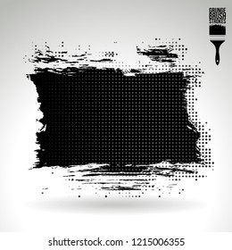 Black brush stroke and texture. Grunge vector abstract hand - painted element. Underline and border design.