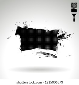 Black brush stroke and texture. Grunge vector abstract hand - painted element. Underline and border design.